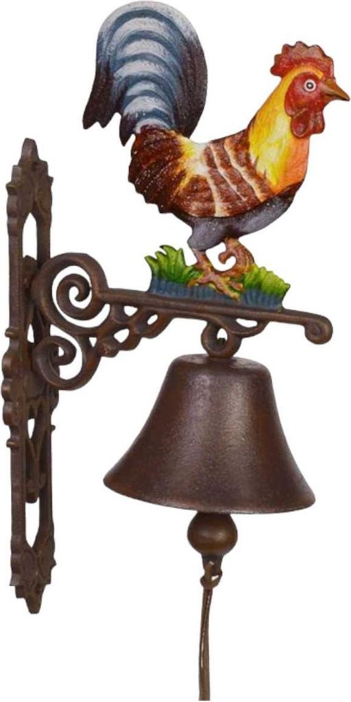Wandglocke Türglocke Türklopfer Figürchen Gusseisen Hahn L 41 cm