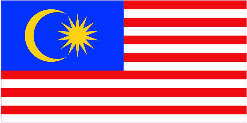 Kiwistar WANDTATTOO Sticker Fahne Flagge Aufkleber Malaysia 120 x 60cm - Dekoration für Kinderzimmer Schlafzimmer Wohnzimmer Küche Badezimmer