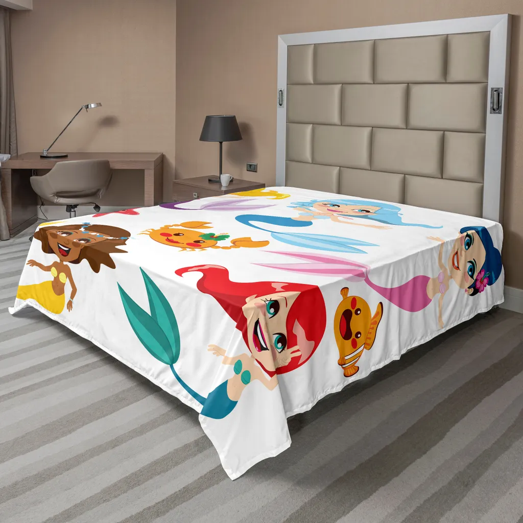 Drap plat ABAKUHAUS Sirène et Amis de la Mer - 275 x 260 cm Multicolore
