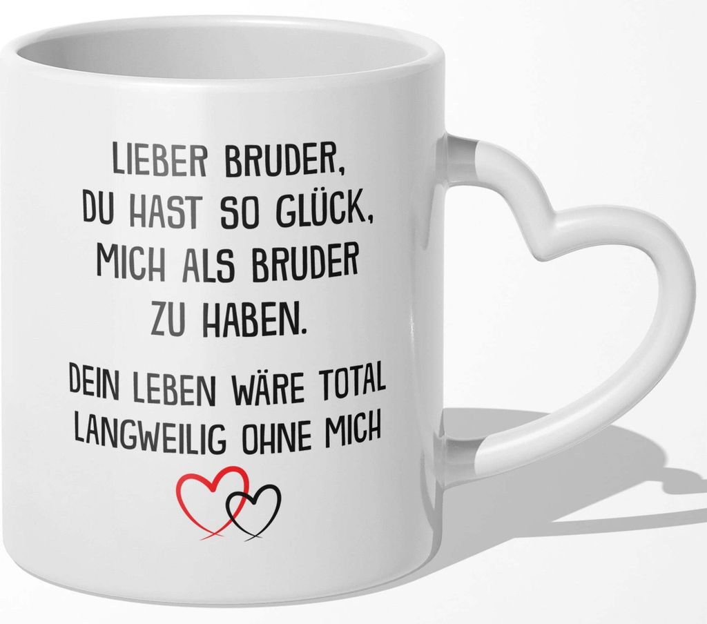 22Feels Bruder Geschenk von Bruder Geburtstag Weihnachten Geschwister Jungs Tasse Männer Teenager Kaffeetasse Bruderherz Big Bro Lil Bro (Herzhenk...