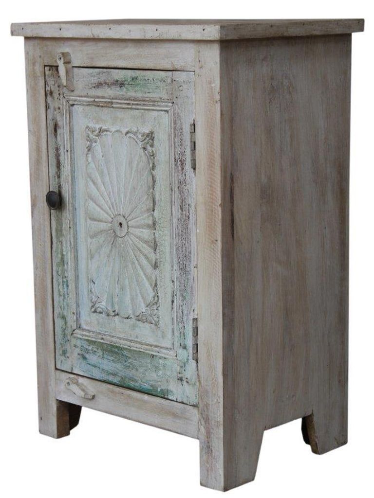 Vintage Beistellschrank, Kommode, Nachttischschrank, Flurschrank - Modell 62, Weiß, Holz, 72*48*34 cm, Kleine Schränke