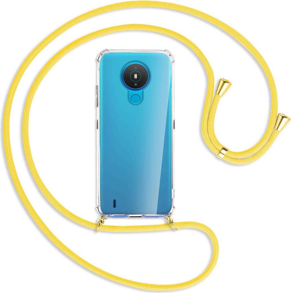 Handykette Backcover-Schutzhülle mit Band (Metall goldfarben) für Nokia 1.4 - gelb