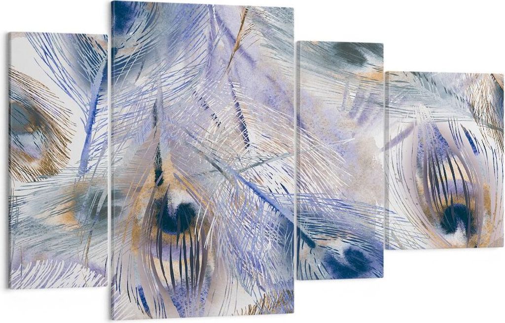 Bild auf Leinwand - Leinwandbild - Pfau Feder modern - 120x70cm - Wand Bild - Wanddeko - Wandbilder - Leinwanddruck - Bilder - Kunstdruck - Wanddek...