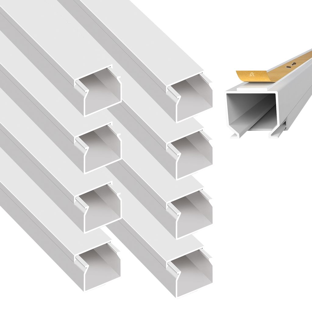 ARLI Kabelkanal selbstklebend 16x16 mm Weiß – 9m Installationskanal mit Klebeband & Bodenlochung IP40 PVC