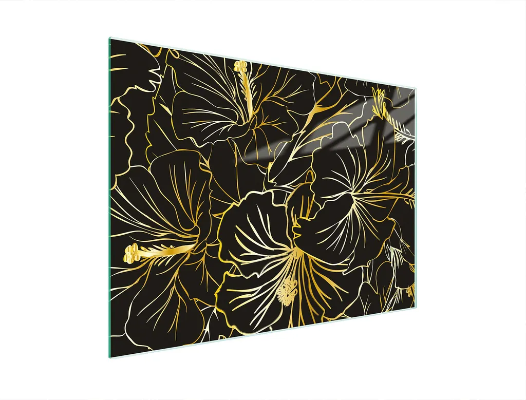 Piastra Copriforno Multiuso 30x22 cm - Tagliere Vetro Fiore Nero