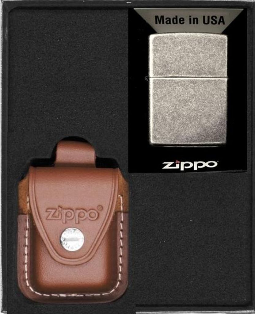 ZIPPO Feuerzeug ANTIK SILBER Geschenkset Nr. 2
