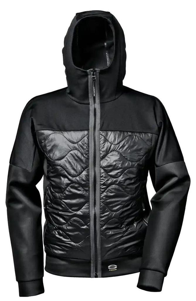 Sir Safety Caboto Softshell-Arbeitsjacke mit Kapuze, Stretch, Schwarz, S, Schwarz