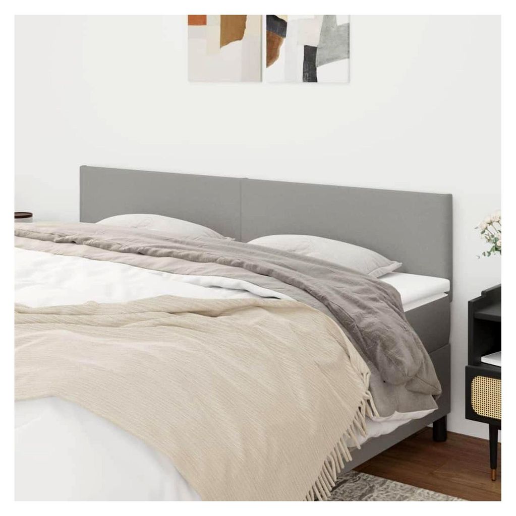 2X Kopfteil Polsterkopfteil für Bettgestell Schlafzimmer Bettzubehör Hellgrau 90x5x78/88cm Stoff