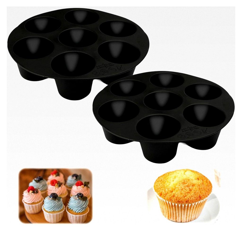 2 Stück Mini Muffinform aus Silikon, Antihaft Muffinform für Air Fryer und Ofen, geeignet für Cupcakes, Brownies, Torten und Pudding