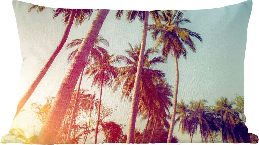 MuchoWow Zierkissen Sofakissen Wohnzimmer Dekokissen 50x30 cm Palme - Sommer - Retro - Sonne - Wohnzimmerdekoration - Polster mit Photo