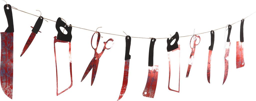 12 Stück blutige Girlanden-Banner, lebensechte Messer, einfach zu verwendende Halloween-Zombie-Party-Dekorationszubehör für