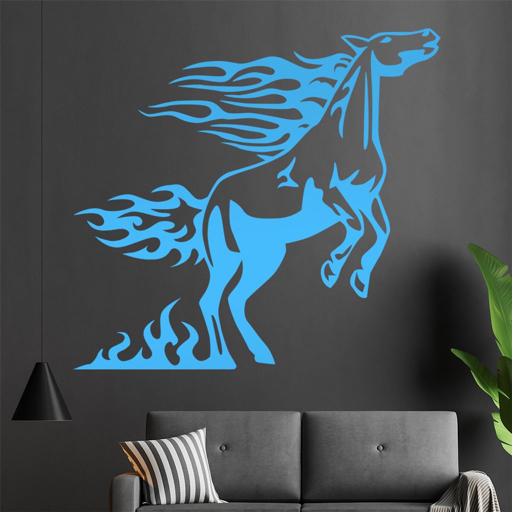 Flammen Pferd Wandtattoo in 6 Größen - Wandaufkleber Wall Sticker - Dekoration, Küche, Wohnzimmer, Schlafzimmer, Badezimmer