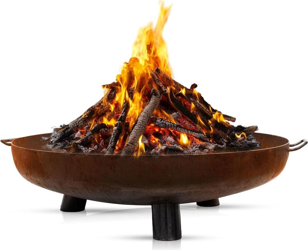 Feuerschale 100 cm - Outdoor Feuerstelle Grill für Außen - Cortenstahl - Perfekt für Entspannte Abende
