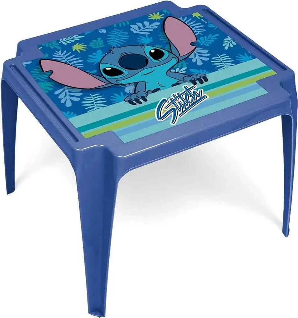 Table Stitch 50x55x44cm durable et facile à nettoyer en plastique bleu