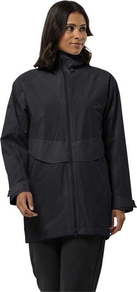 Jack Wolfskin Mainkai Long Jacke Schwarz M Frau Schwarz M