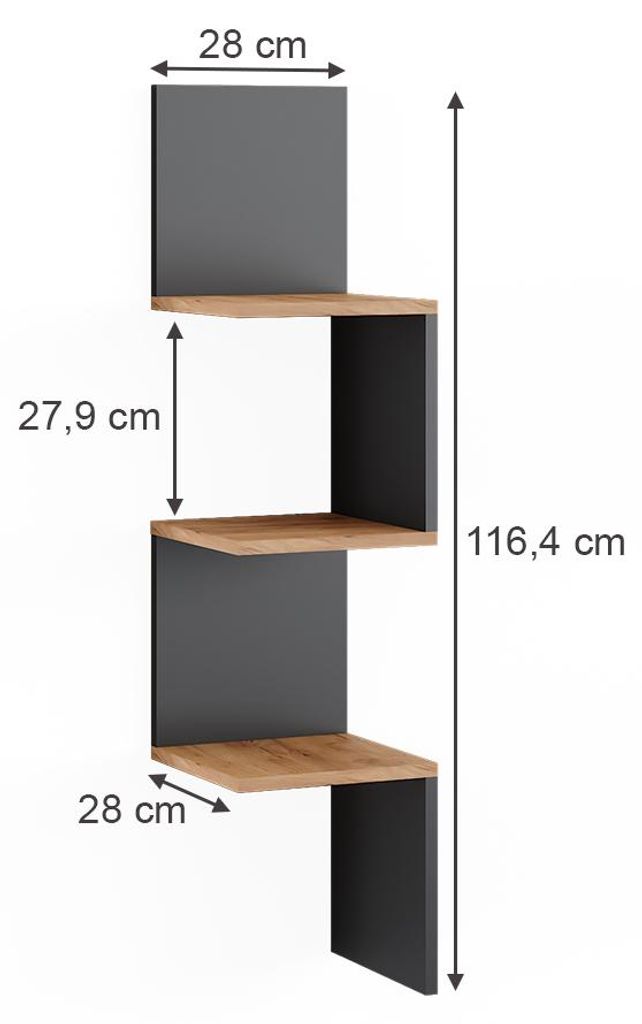 Eckregal Vicco Paolo Anthrazit 28 x 116.4 cm, Model 52099 Produktbild 