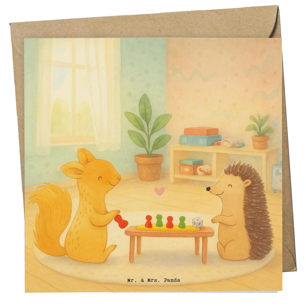 Mr. & Mrs. Panda Grußkarte Eichhörnchen Gesellschaftsspiele Design - Weiß - Geschenk, Glückwunschkarte, faltkarte, Spieleabend, Hobby, Spielen,...