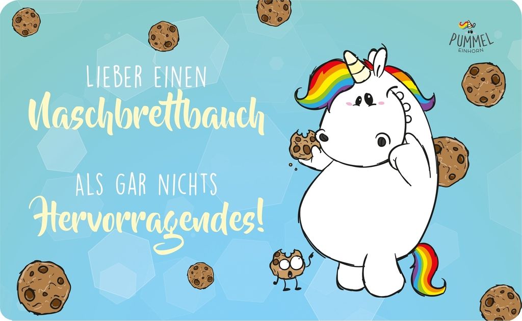 Pummel & Friends Brettchen Pummeleinhorn - Lieber ein Naschbrettbauch als gar nichts Hervorragendes! Frühstücksbrettchen Schneidebrettchen aus Re...
