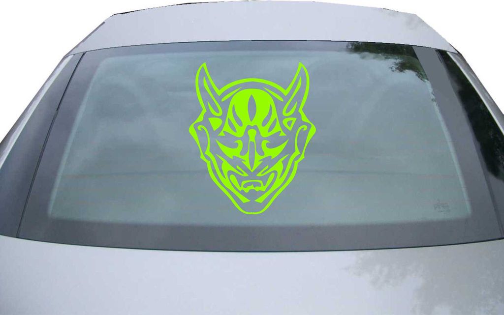 Indigos UG - Aufkleber Heckscheibe & Motorklappe DE2277 - neongrün - 600x500 mm - Teufel - Auto Scheiben Fenster Heckklappe Tuning Racing JDM - Di...