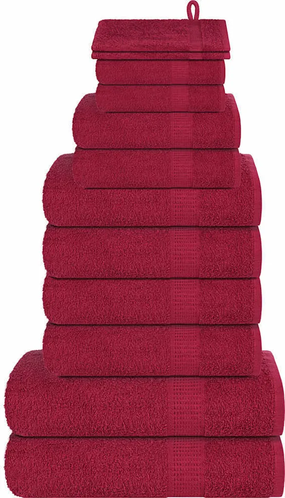 2025 cloris 12 pz. Set di asciugamani rosso Bordeaux 360 g/m² 100% cotone - Asciugamani Vendita8874936 1pacco