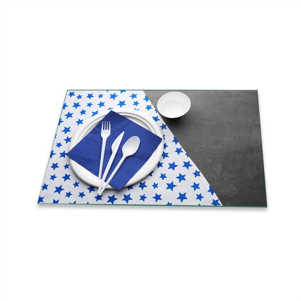 Herdabdeckplatte Glaskeramik 1 Teilig 80x52 Punkte Blau Abdeckung Glas Spritzschutz