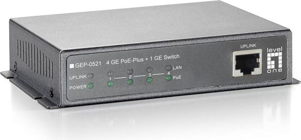 LevelOne GB PoE Switch 4xPoE+/1xMM ST 115W 1Gbps