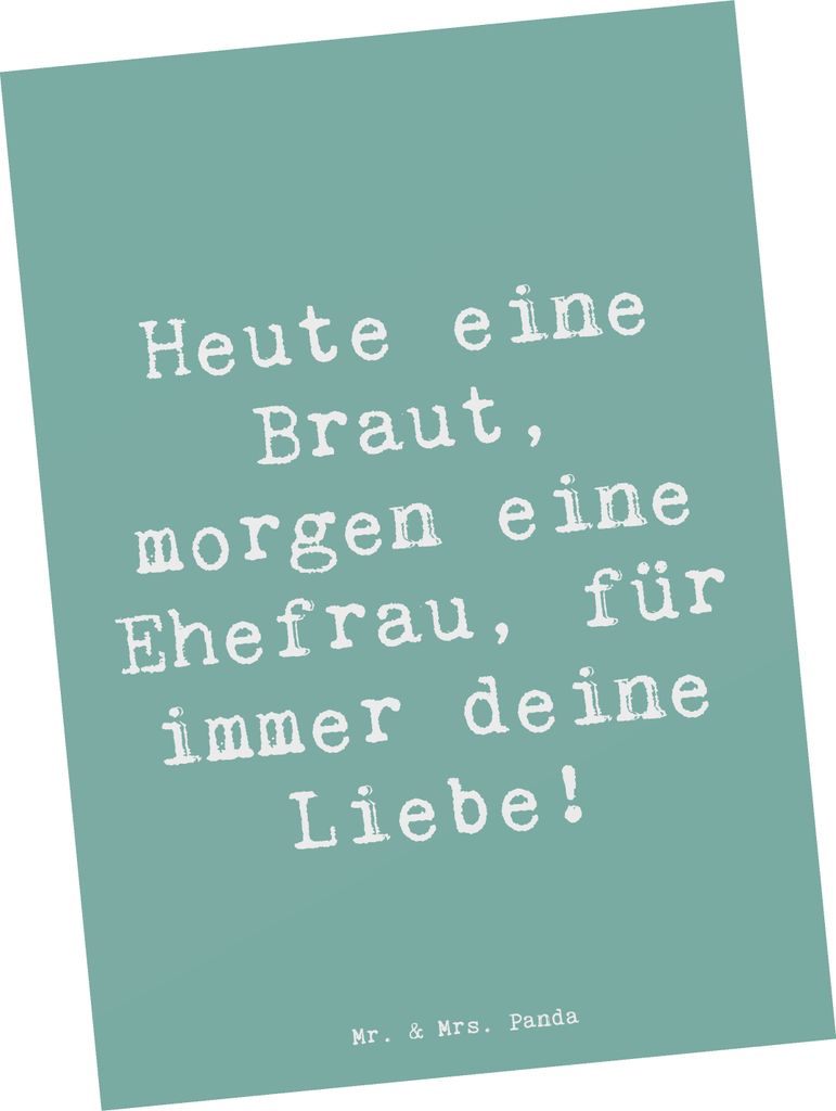 Mr. & Mrs. Panda Postkarte Spruch Braut Liebe - Meeresbrise - Geschenk, Postkarten, Brautfest, Fotokarte, Hochzeit, Lebensbund, Geschenke, Hochzeit...
