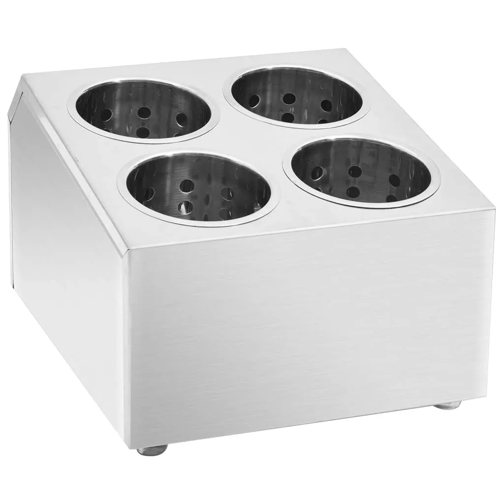 vidaXL Vassoio Portaposate 4 Scomparti in Acciaio Inox Professionale