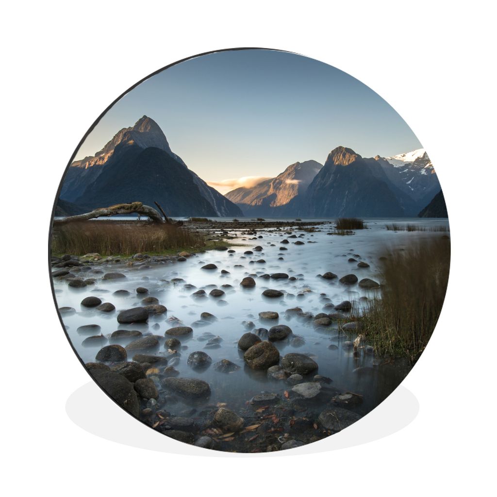 MuchoWow Aluminium Wandkreis See und Berge im Fiordland-Nationalpark Ø 30 cm Wanddeko Modern Wohnzimmer - Wand Bild - Wohnzimmer - Runde Bilder ...