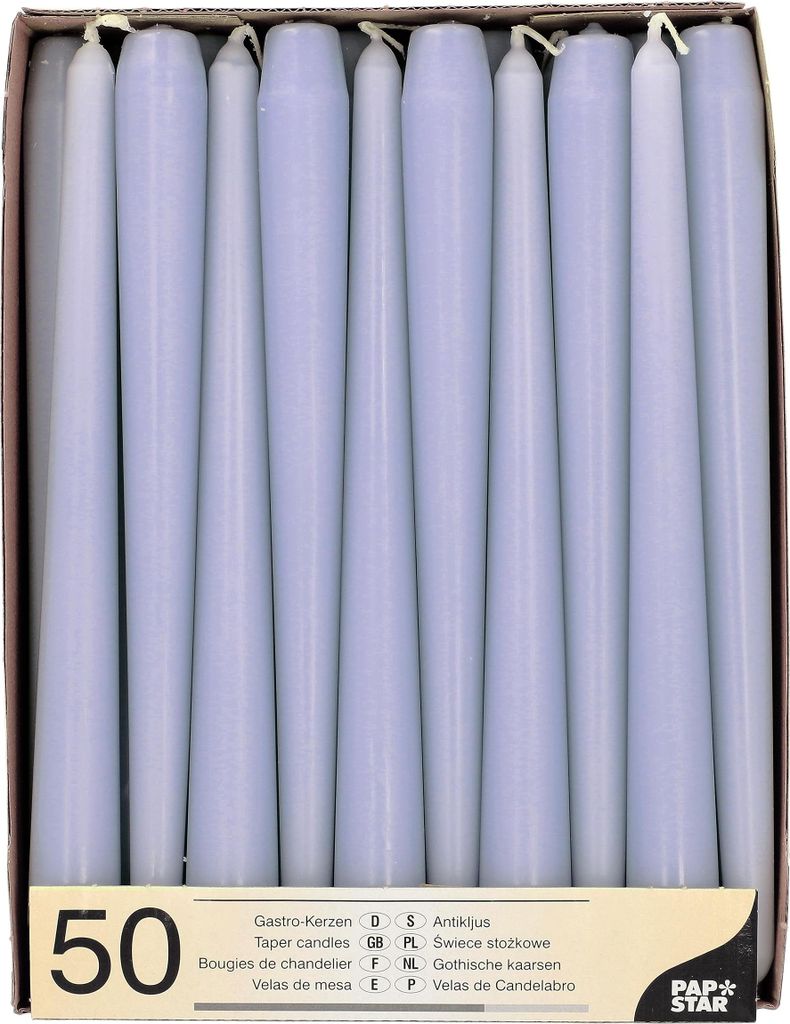 PAPSTAR 50 Leuchterkerzen Ø 2,2 cm · 25 cm flieder Produktbild 
