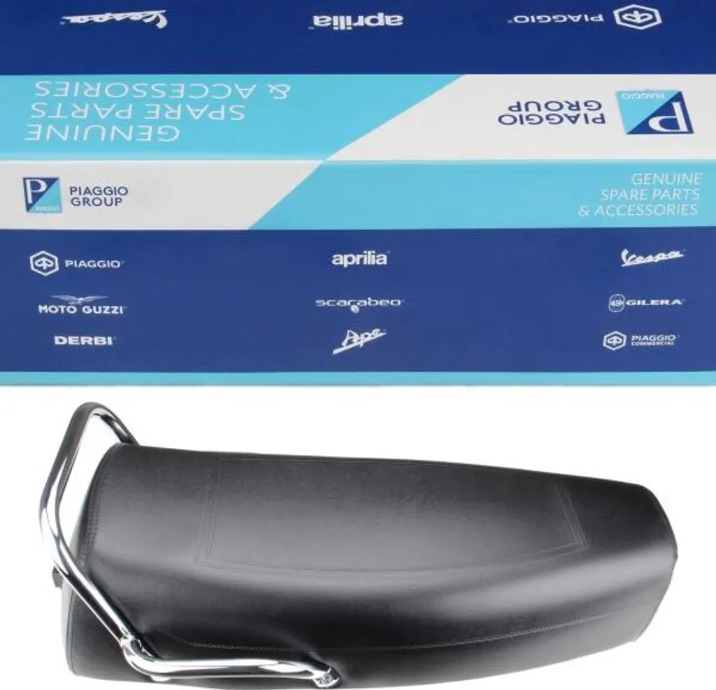 Siège Vespa PX 80-200 E Lusso noir avec poignée chromée Piaggio OEM
