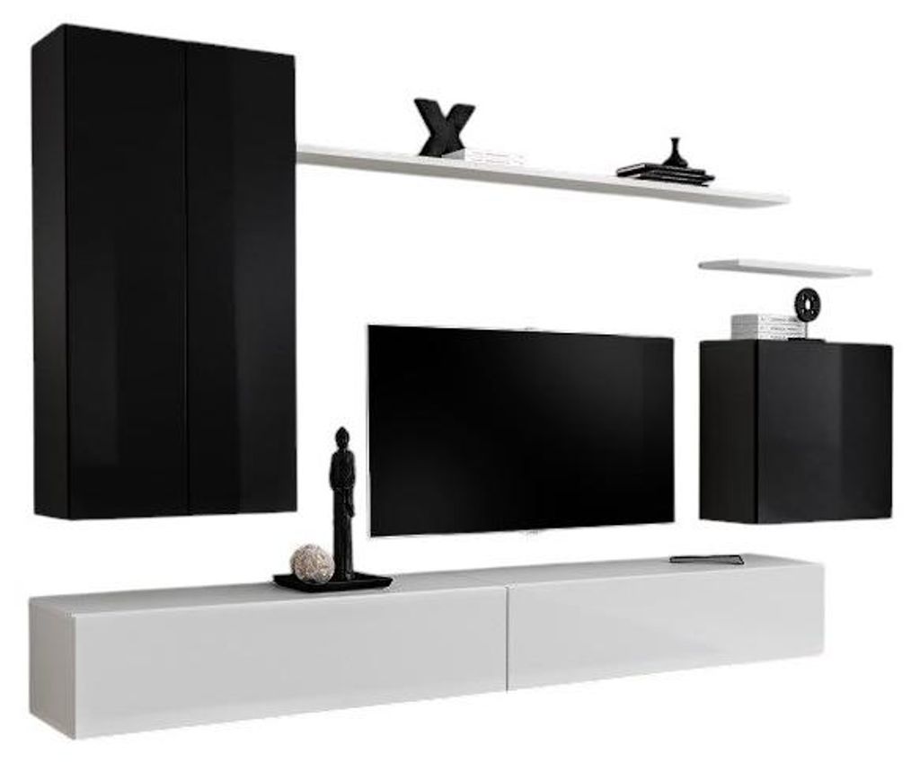 Meublorama AM-SWITCH 2-ZW SW 2*7C/99KG, 3 Regale, 5 Tür(en), Schwarz, Mitteldichte Faserplatte (MDF), 400 mm, 2700 mm