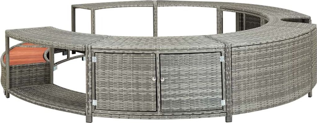 vidaXL Whirlpool-Umrandung Grau Poly Rattan Produktbild 3