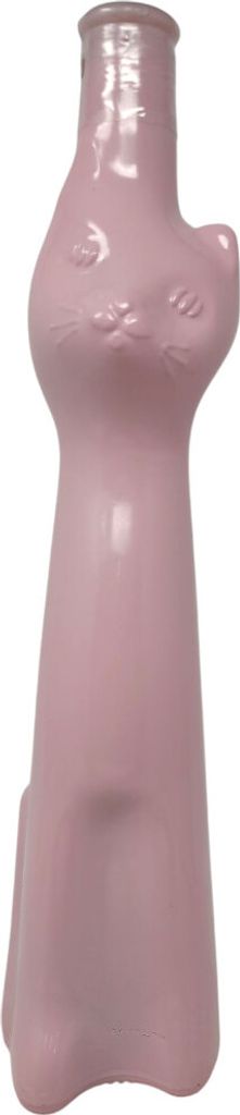 A pink cat-shaped bottle against a white background.