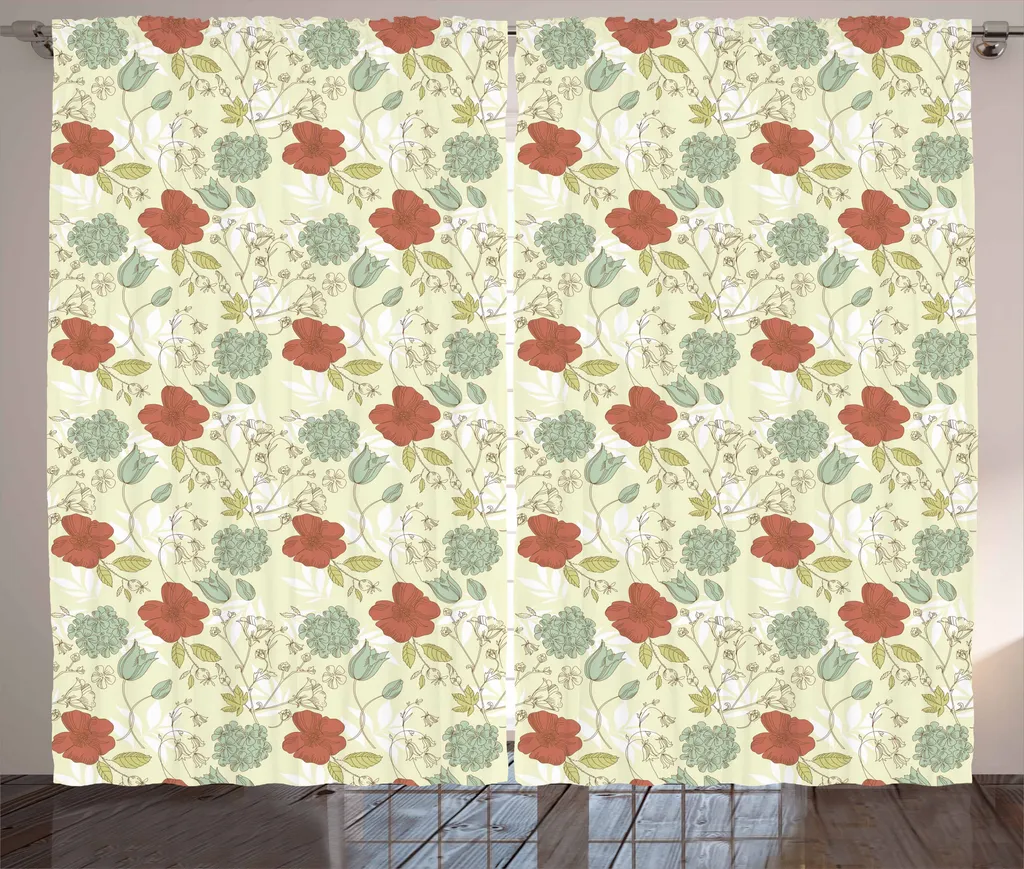 Tenda Shabby Peonie ABAKUHAUS 280x175 - Ideale per Camera e Soggiorno