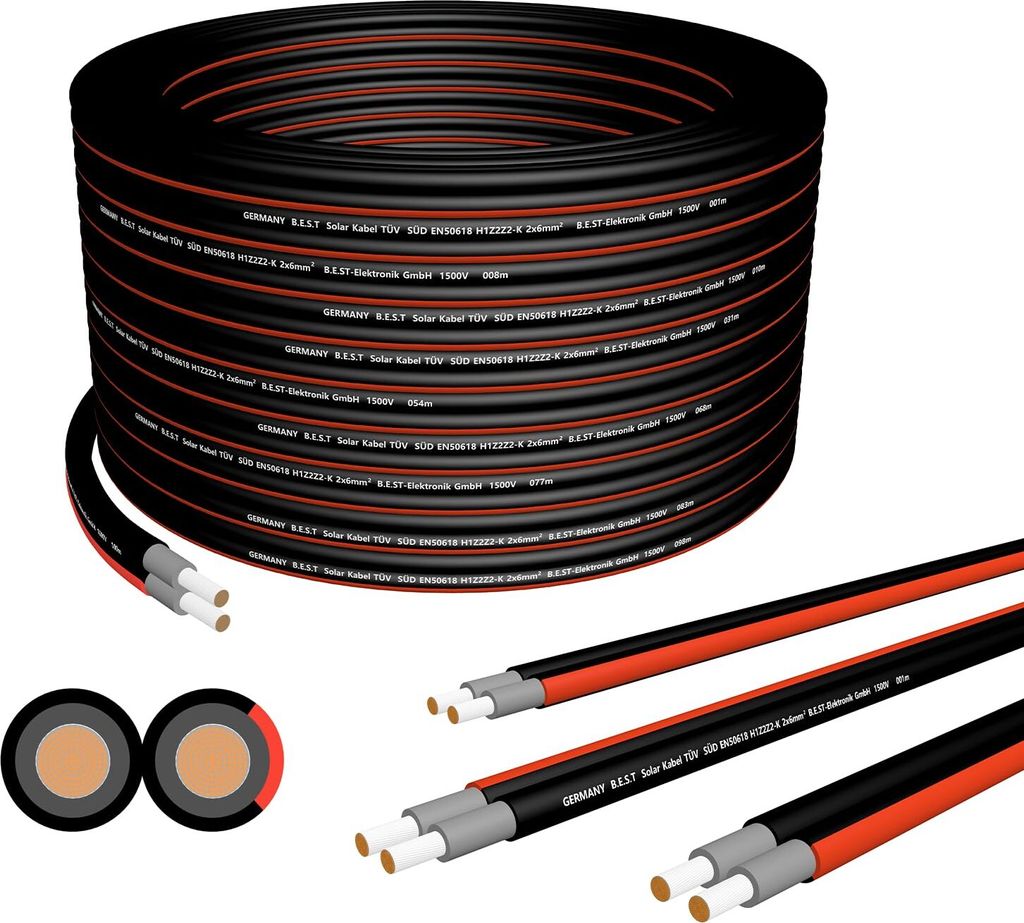 Solarkabel Duplex 6mm² PV Kabel es Solar Kabel aus Kupfer, Produktbild 