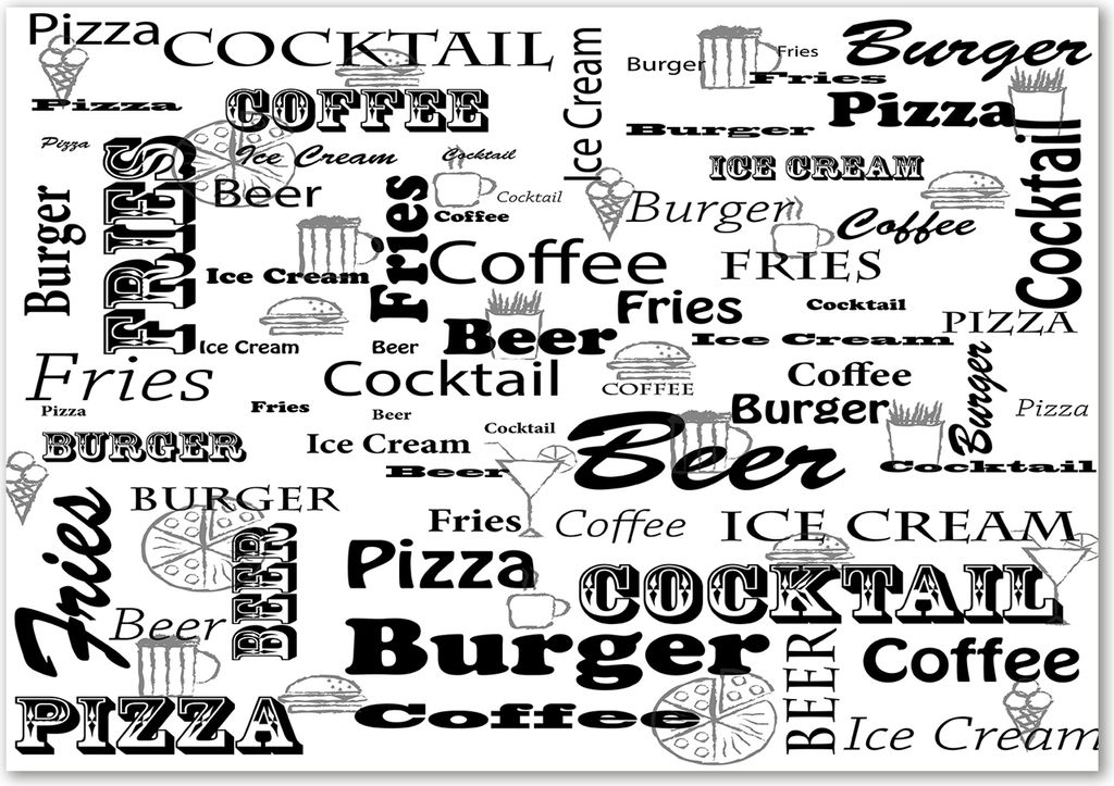 Tulup Glas-Bild - 100 x 70 - Wandbild aus Glas - Wandkunst - Wandbild hinter gehärtetem Sicherheitsglas - Sprüche - Restaurant Menü - Schwarzw...