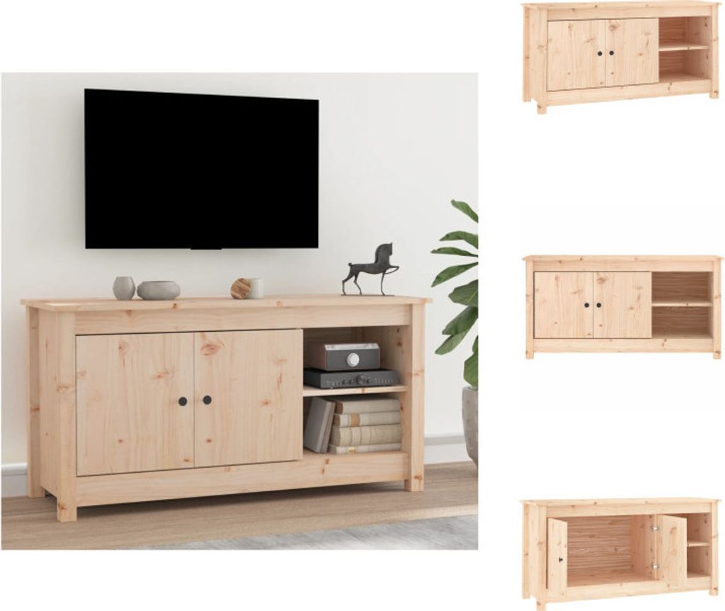 vidaXL TV-Schrank 103x36,5x52 cm Massivholz Kiefer - TV-Möbel