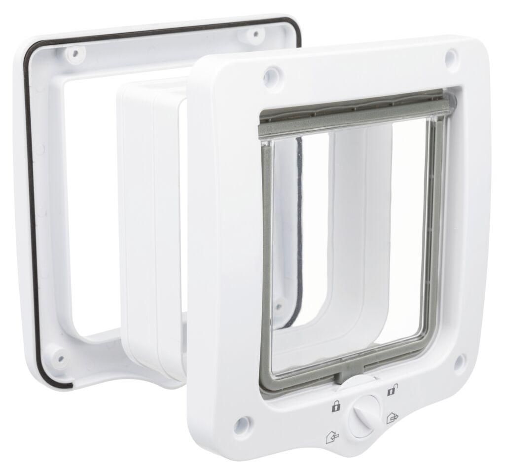 TRIXIE 4-Wege Freilauftür mit Tunnel - weiß - 20 × 22 cm Produktbild 