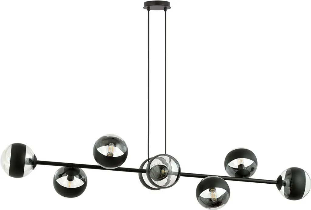Plafonnier Suspension 8 Lampes ROSSI Noir - Éclairage Salon et Séjour