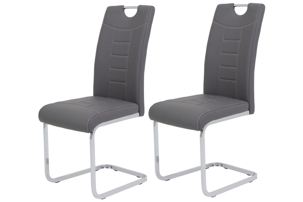 2er Set Esszimmerstuhl Ruby - Kunstleder Grau - Produktbild
