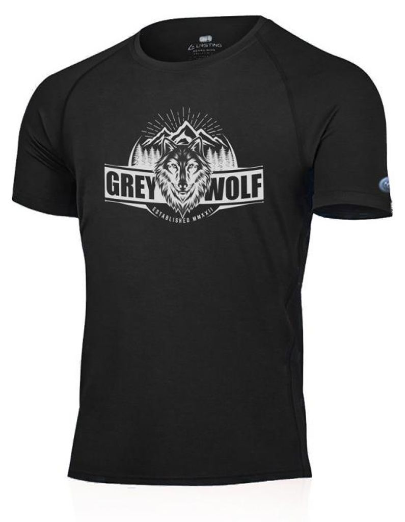 FANG ist ein Herren Merinowoll-Kurzarm-T-Shirt mit Aufdruck