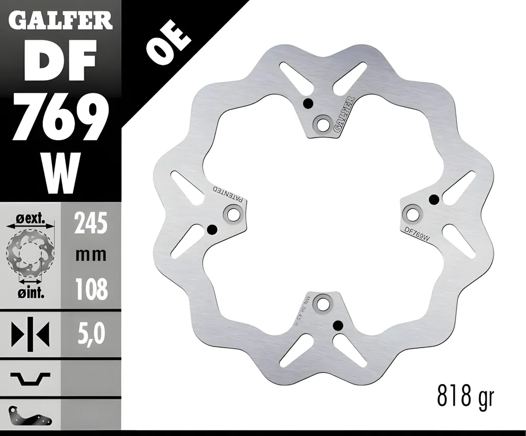 Disque Galfer DF769W rigide 245mm haute performance pour Ducati ABS - 2