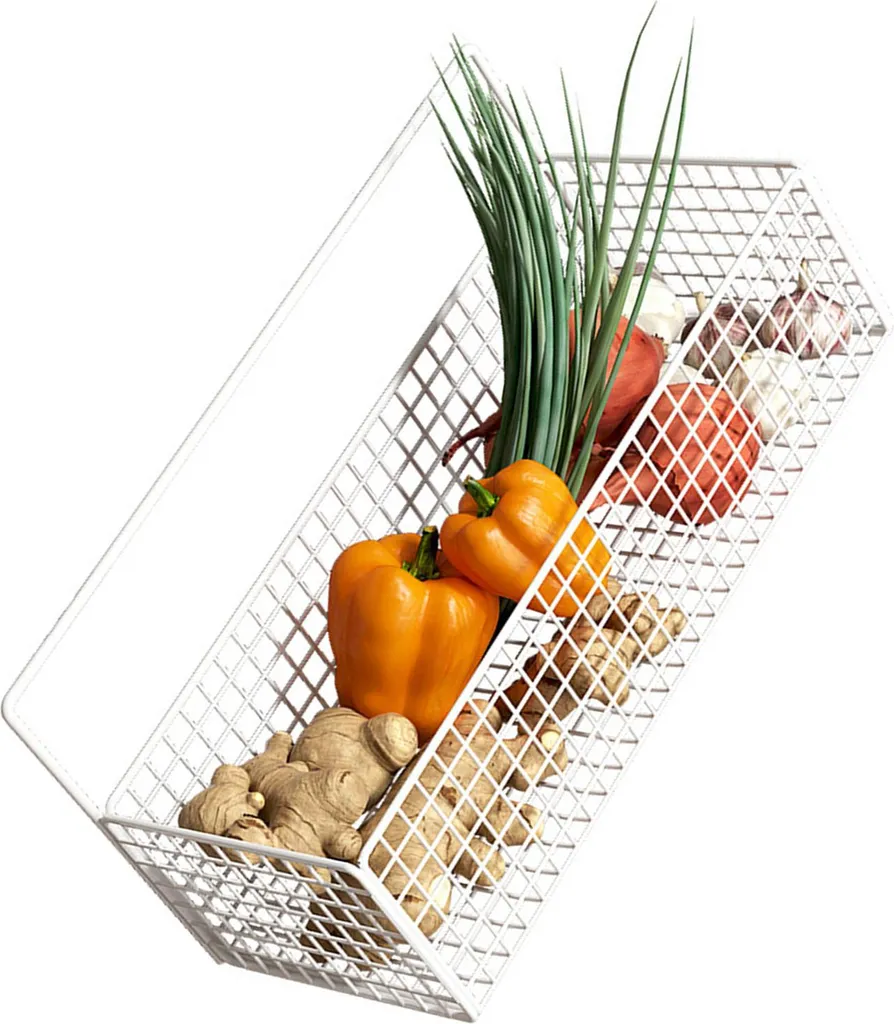 Panier de rangement en métal inoxydable avec fixation adhésive murale