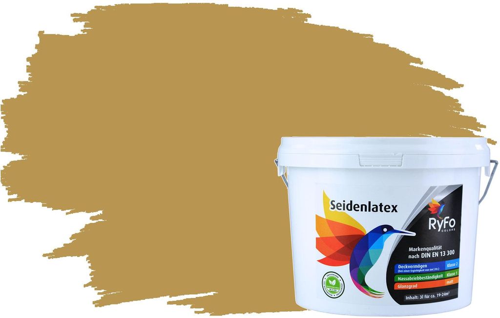 RyFo Colors Seidenlatex Trend Gelbtöne Ockergelb 3l - bunte Innenfarbe, weitere Gelb Farbtöne und Größen erhältlich