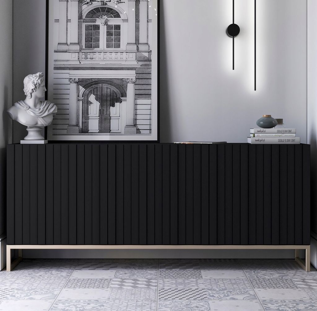 Komoda RTV Glamour Szafka RTV Glamour Czarny Mat 168 cm Zdjęcie produktu 3