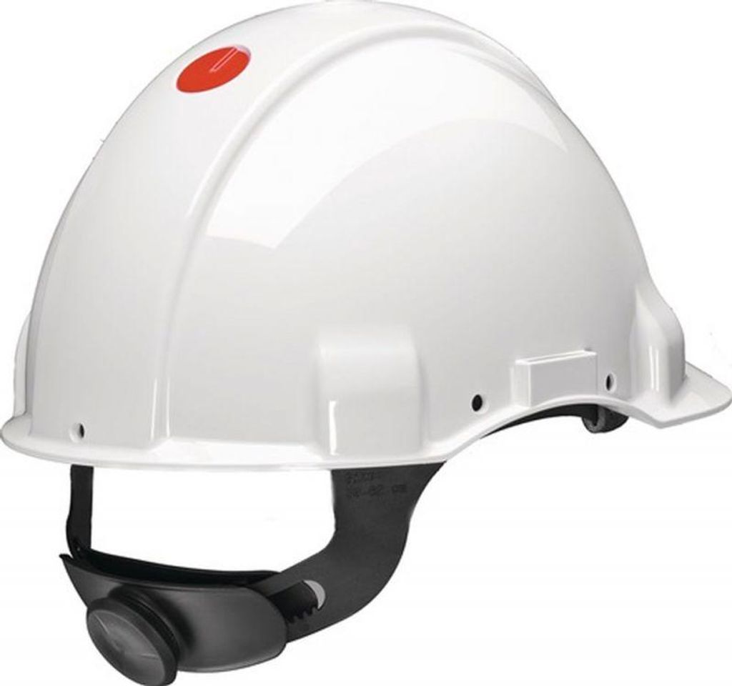 3M Schutzhelm, Uvicator, Ratschenverschluss, nicht belüftet, dielektrisch 1000 V, Lederschweißband, Weiß, G3001MUV1000V-VI