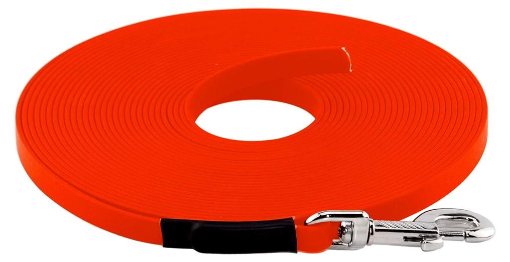 BioThane Schleppleine, 10m, Neon-Orange, 16mm für große Hunde