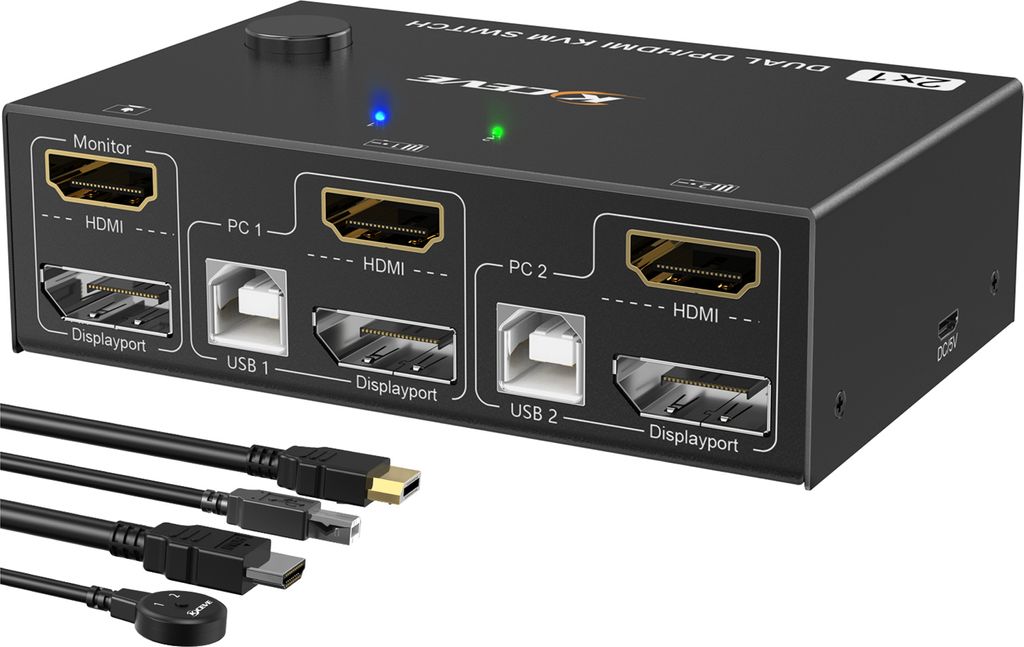 KVM-Switch Dual-Monitor-kompatibel DP/HDMI, unterstützt 4K@60Hz