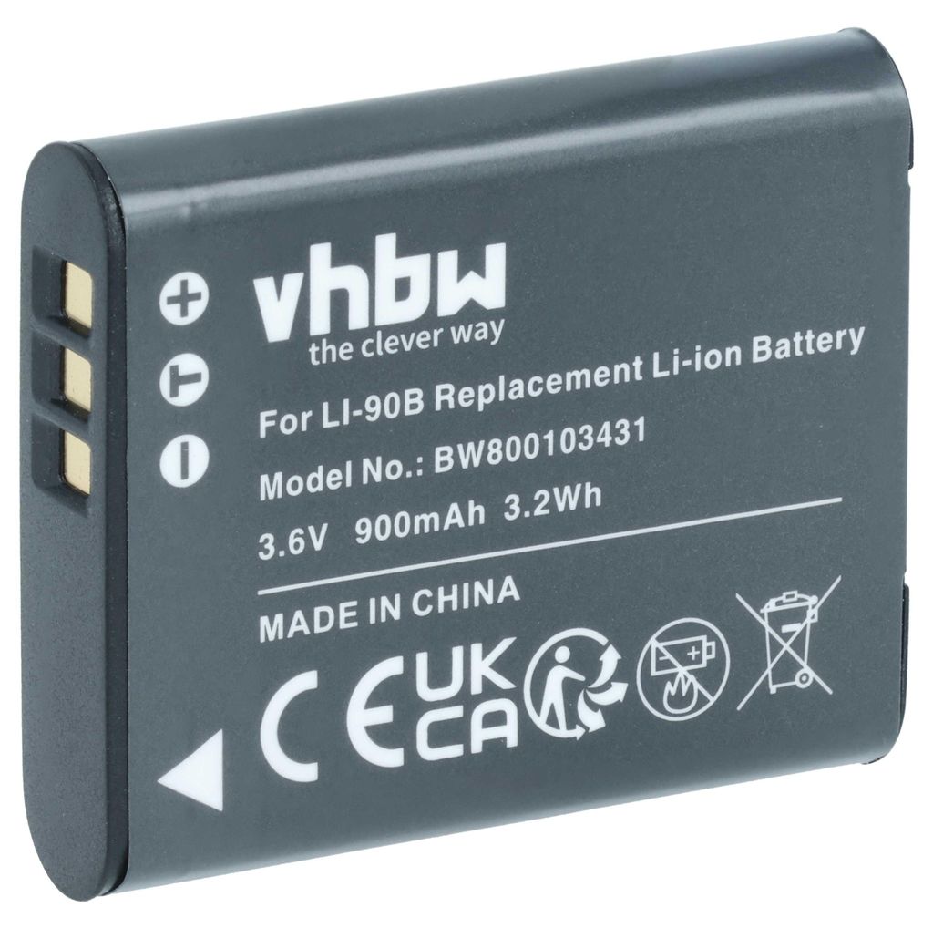vhbw Akku kompatibel mit Olympus DS-9500, DS-2600, DS-9000, Voisquare Kamera (900 mAh, 3,6 V, Li-Ion)